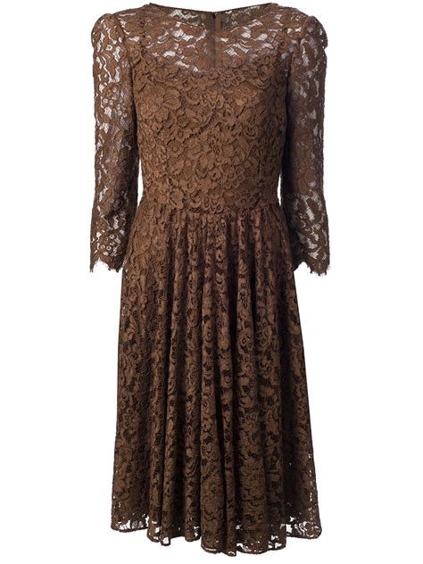 dolce gabbana brown lace tulle dress